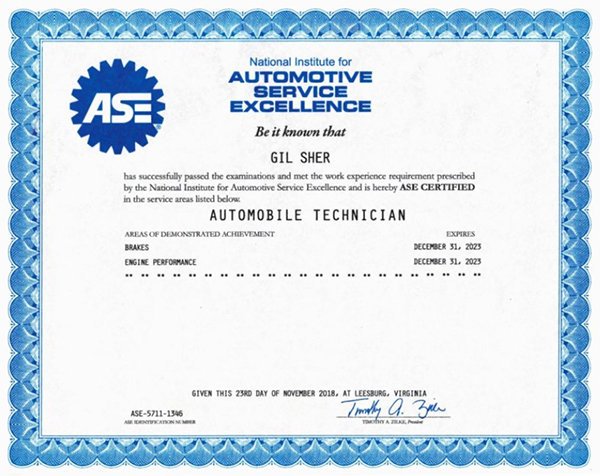 ASC Automotive Service Excellence certification 