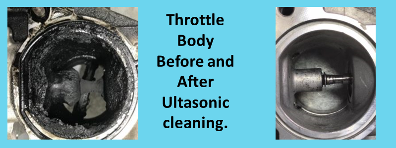 Blocked throttle body before and after ultra sonic cleaning