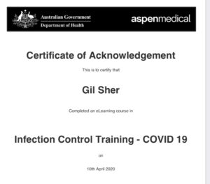 Certificate of infection control training